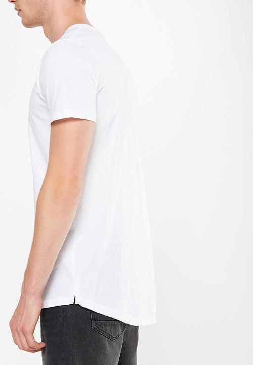 Cotton On - Essential longline curved hem tee - white 