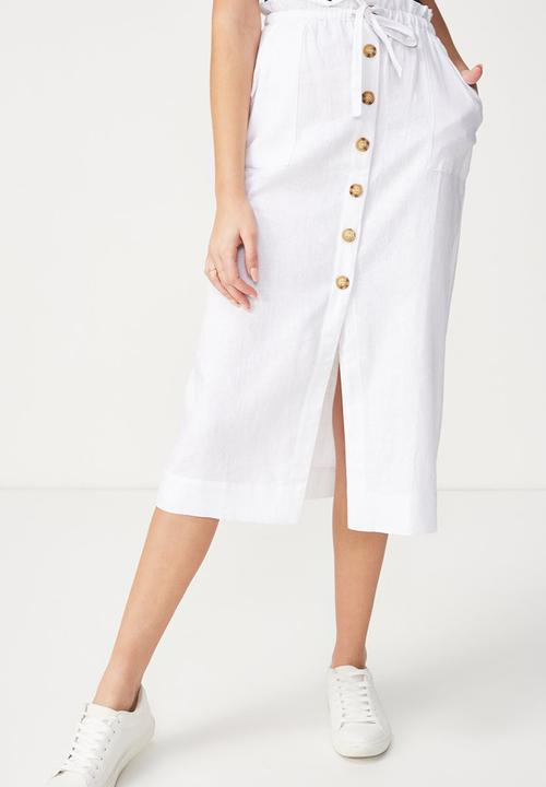 Cotton On - Woven molly button through midi skirt - white