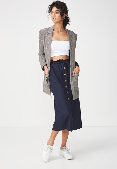 Cotton On - Woven Molly button through midi skirt - navy