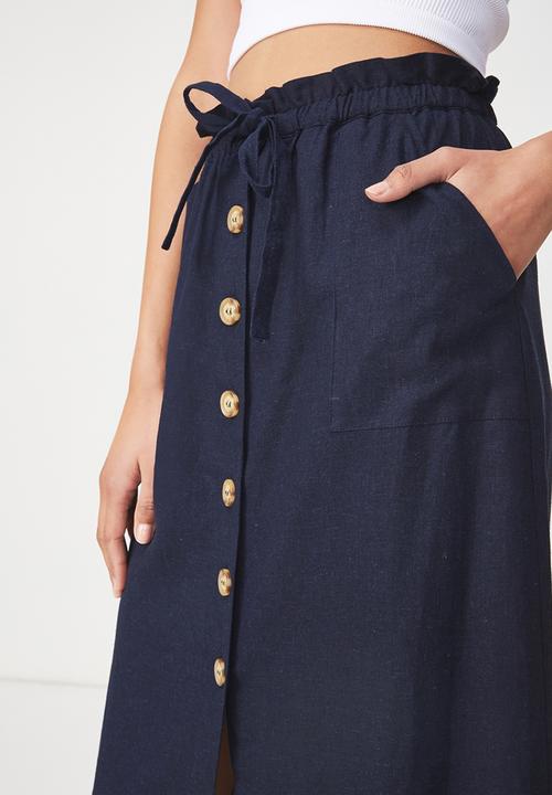 Cotton On - Woven Molly button through midi skirt - navy