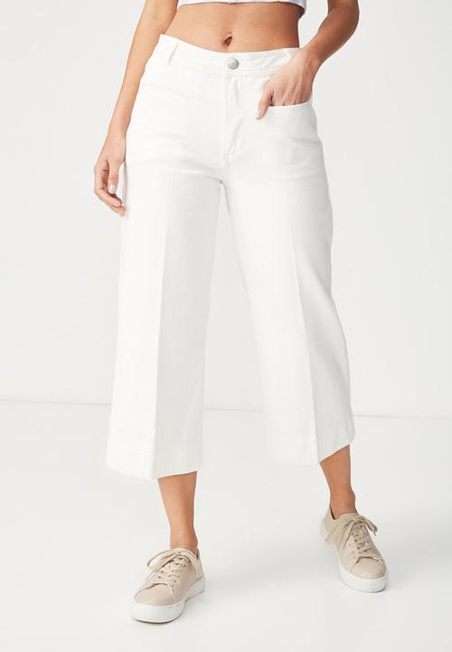 mid rise wide leg cropped jeans
