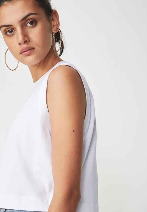 Cotton On - Baby sleeveless boxy tank - white