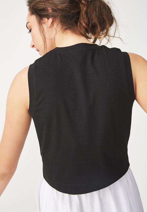 Cotton On - Baby sleeveless boxy tank - black