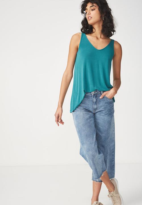 Cotton On - Tia scooped high low tank - green 