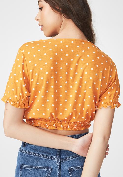 Cotton On - Meredith prairie top - yellow & white 