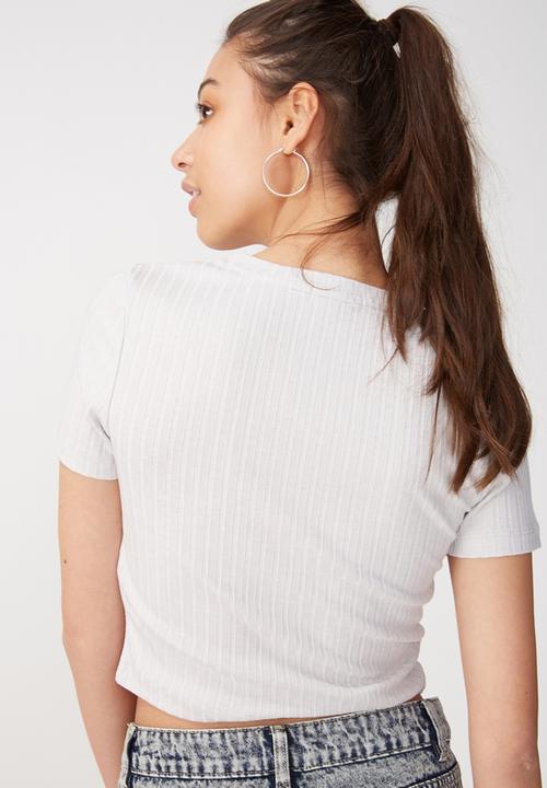 Cotton On - Beth close to the body rib top - grey