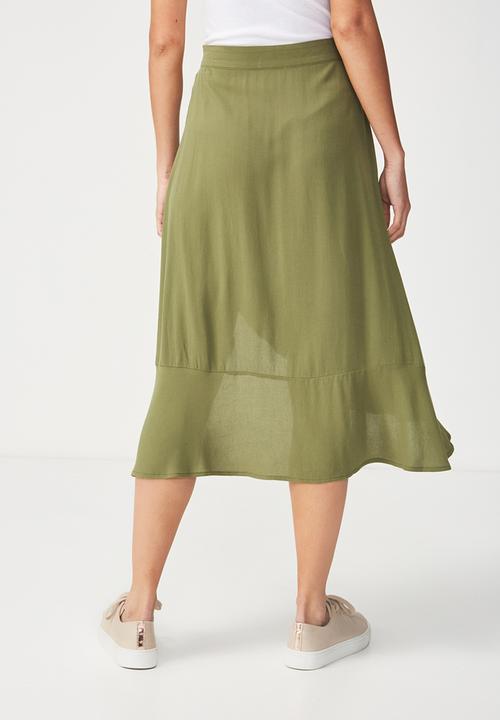 Cotton On - Woven dana drapey midi skirt - khaki