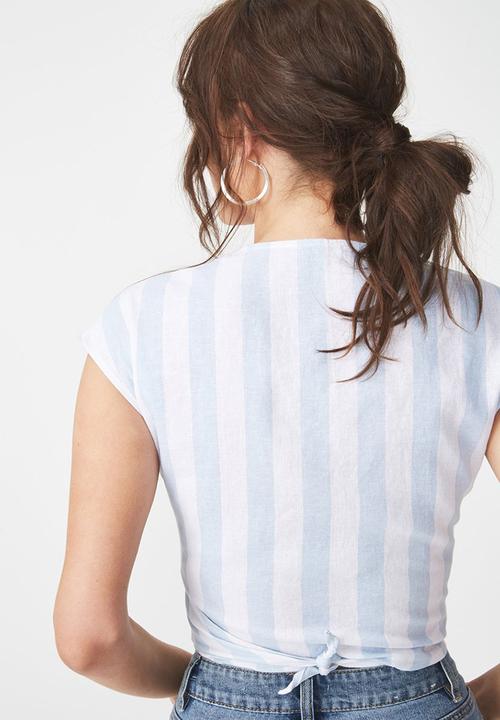 Cotton On - Jamie wrap top - white & blue