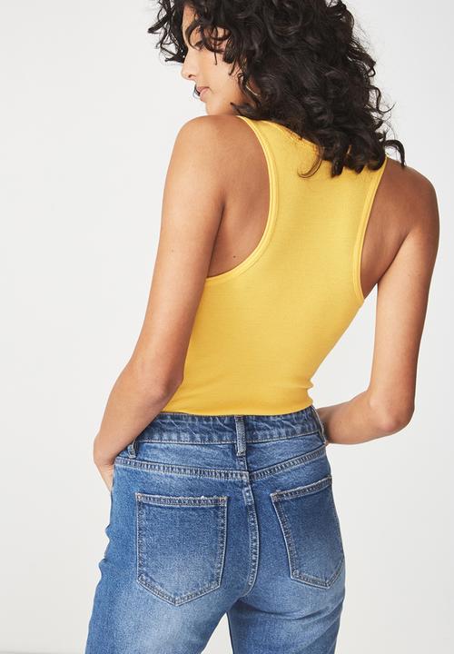 Cotton On - Abbie summer henley scoop sleeveless bodysuit - yellow 