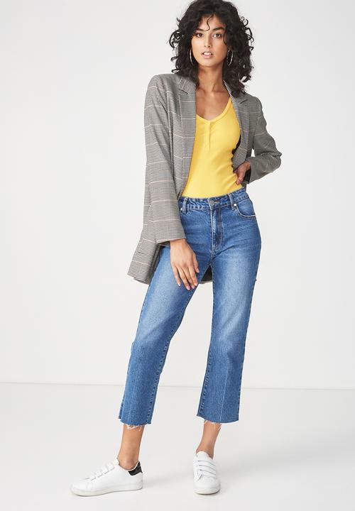 Cotton On - Abbie summer henley scoop sleeveless bodysuit - yellow 