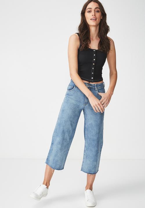 Cotton On - Jessica sleeveless henley tank - black