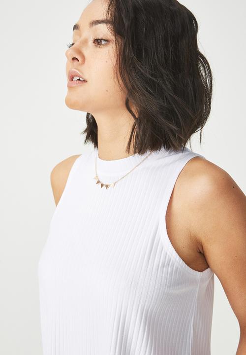 Cotton On - Whit high crew sleeveless tank - white