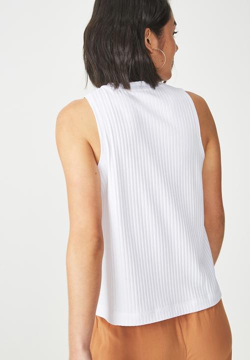Cotton On - Whit high crew sleeveless tank - white