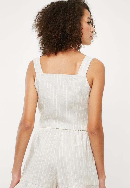 Superbalist - Button front cami - beige & white