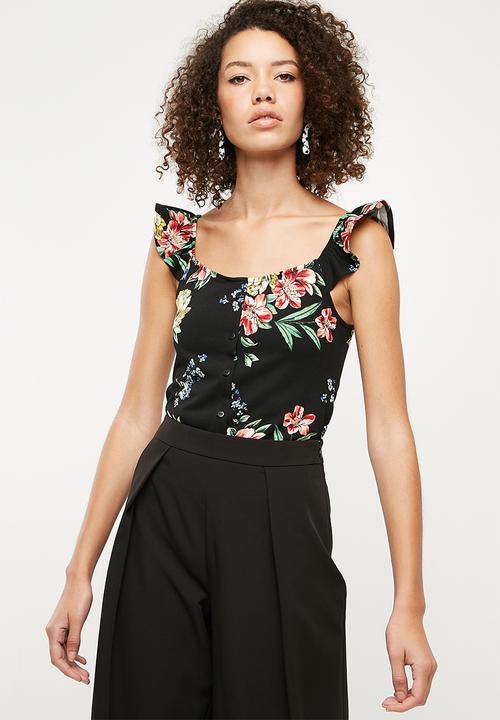 Superbalist - Button through fitted cami - black