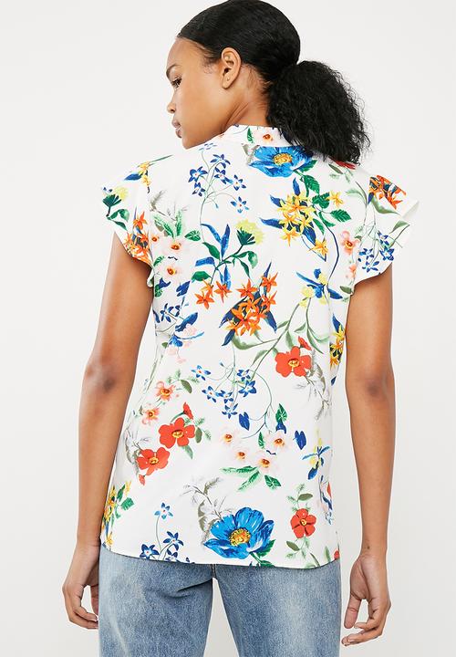 Superbalist - Ruffle sleeve key hole blouse - multi