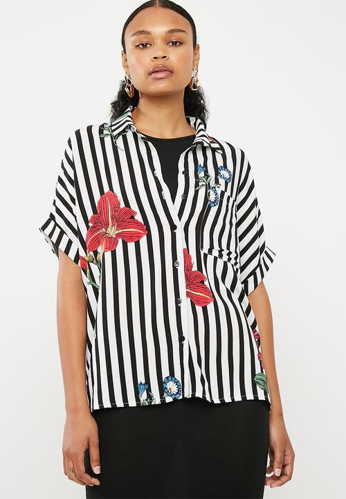 Superbalist - Drop shoulder shirt -  Black and white stripe