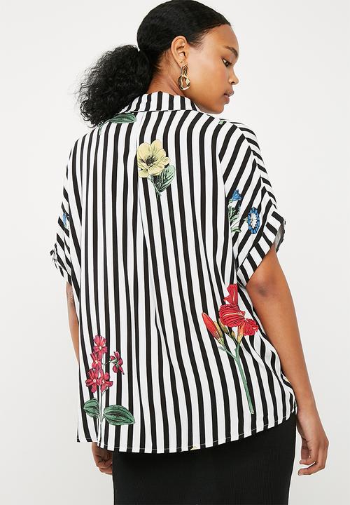 Superbalist - Drop shoulder shirt -  Black and white stripe