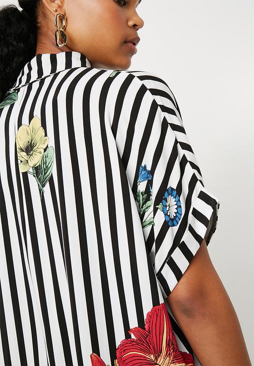 Superbalist - Drop shoulder shirt -  Black and white stripe