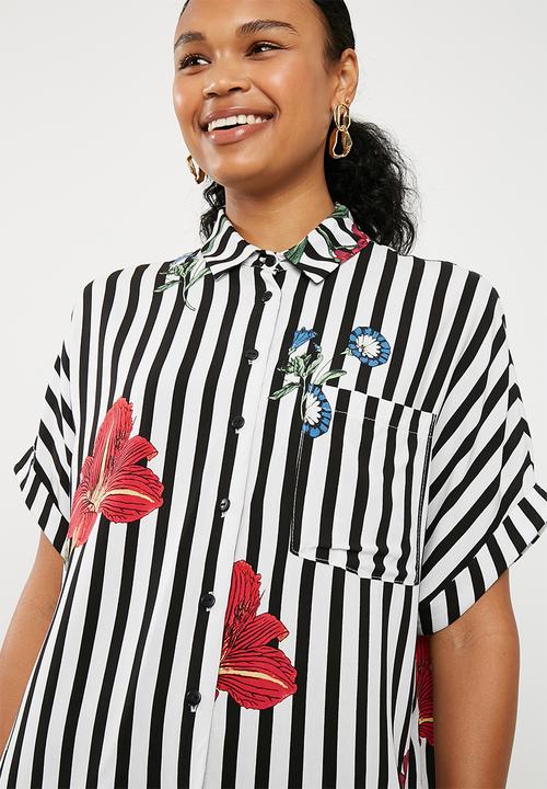 Superbalist - Drop shoulder shirt -  Black and white stripe