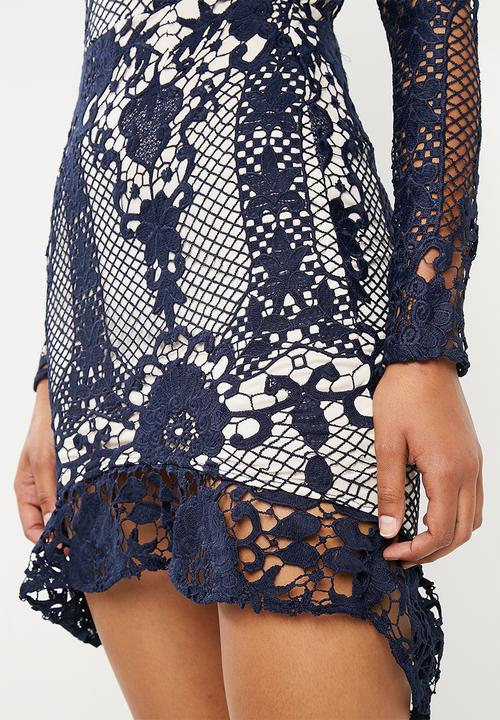 Missguided - Lace flippy bodycon - navy