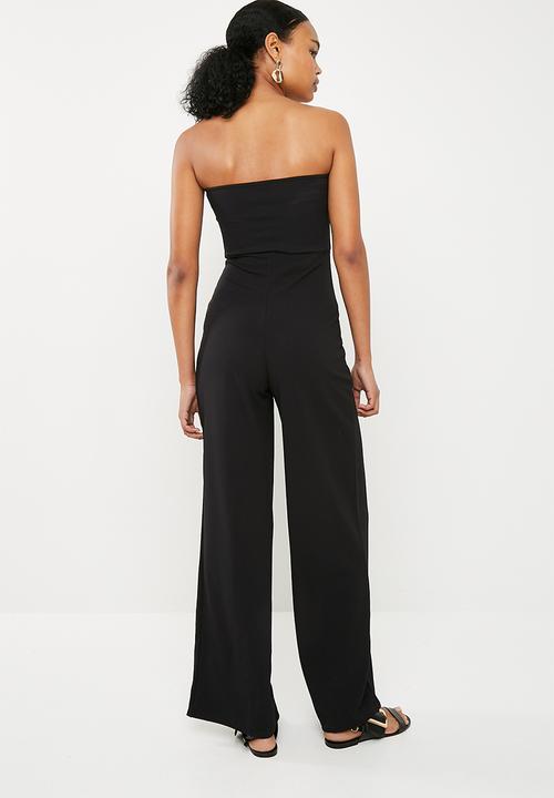 Missguided - V bar bandeau jumpsuit - black