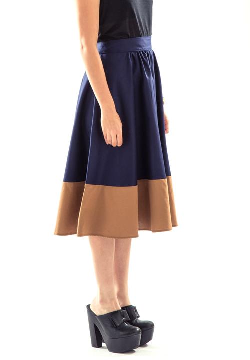 Neighbourgoods Market - Midi Panel Skirt – Navy & Tan