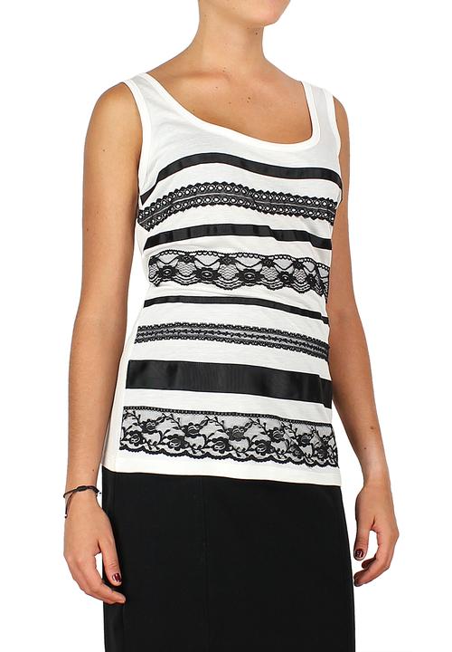 Big Blowout Sale - Vest with Lace Detail – Black & White
