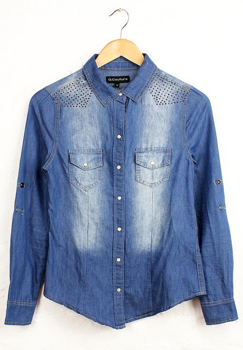 Big Blowout Sale - Shirt with Small Studs – Blue Denim