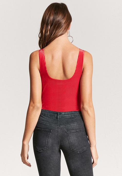 Forever21 - Embroidered Bodysuit Red
