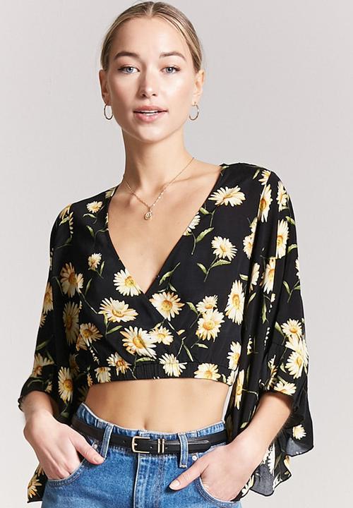 Forever21 - Sunflower Cropped Top Black