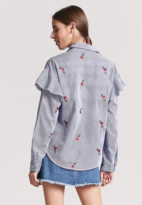Forever21 - Frill Detail Shirt Blue