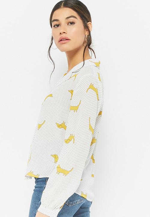 Forever21 - Printed Shirt White