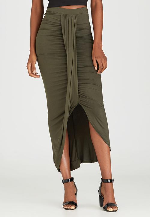 STYLE REPUBLIC - Drape Maxi Skirt Dark Green
