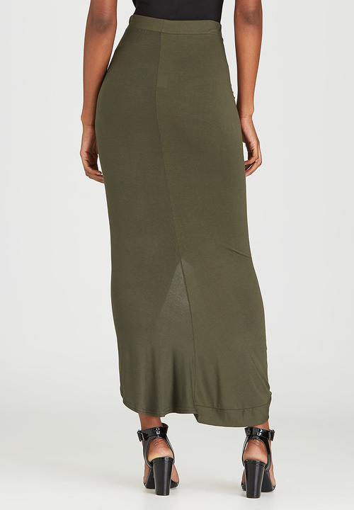 STYLE REPUBLIC - Drape Maxi Skirt Dark Green