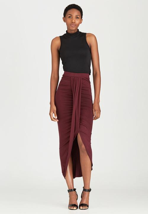 STYLE REPUBLIC - Drape Maxi Skirt Dark Red