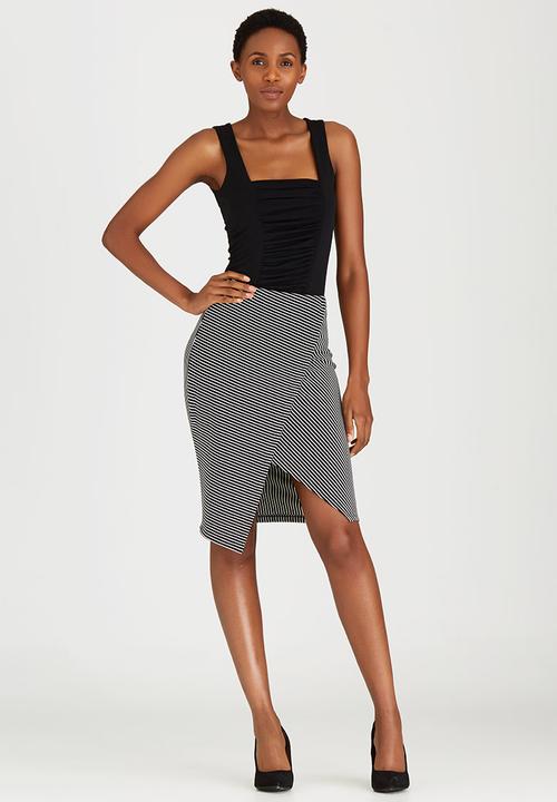 edit - Knit Wrap Skirt Black and White