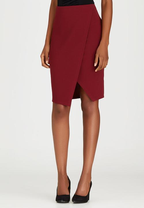 edit - Knit Wrap Skirt Dark Red