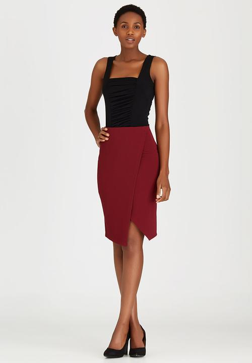 edit - Knit Wrap Skirt Dark Red