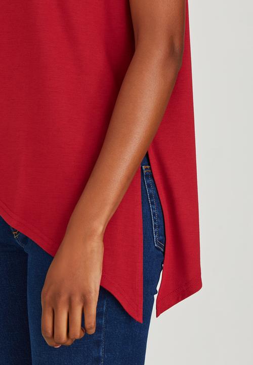 edit - Tie-front T-shirt Red