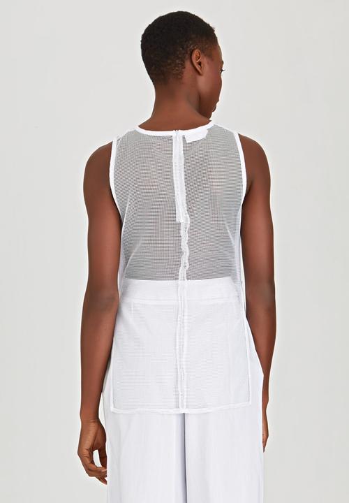 LUMIN - Printed Panel Apron Top White