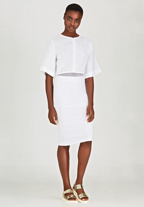LUMIN - Fabric Combo T-Shirt White