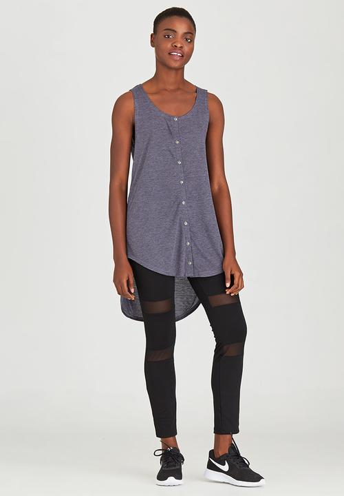 c(inch) - High Low Hooded Tank Pale Grey