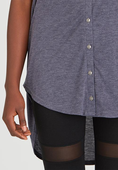 c(inch) - High Low Hooded Tank Pale Grey