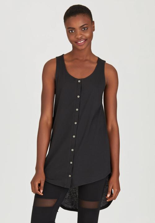 c(inch) - High Low Hooded Tank Black