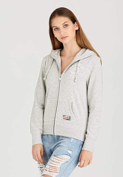 Russell Athletic - Varsity Zip Through Hoody with Rosette Print Grey Melange
