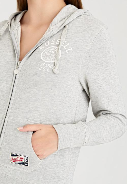 Russell Athletic - Varsity Zip Through Hoody with Rosette Print Grey Melange
