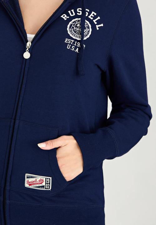 Russell Athletic - Varsity Zip Through Hoody with Rosette Print Navy