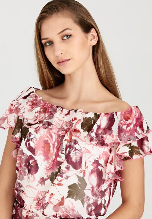 edit - Lined Double Frill Blouse Multi-colour