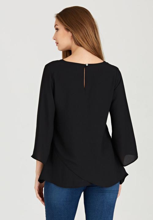 edit - Cross-over Layer Blouse Black